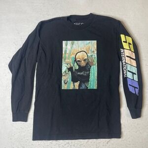 SUCC International Black Alien Cactus Long Sleeve T Shirt Mens Medium
